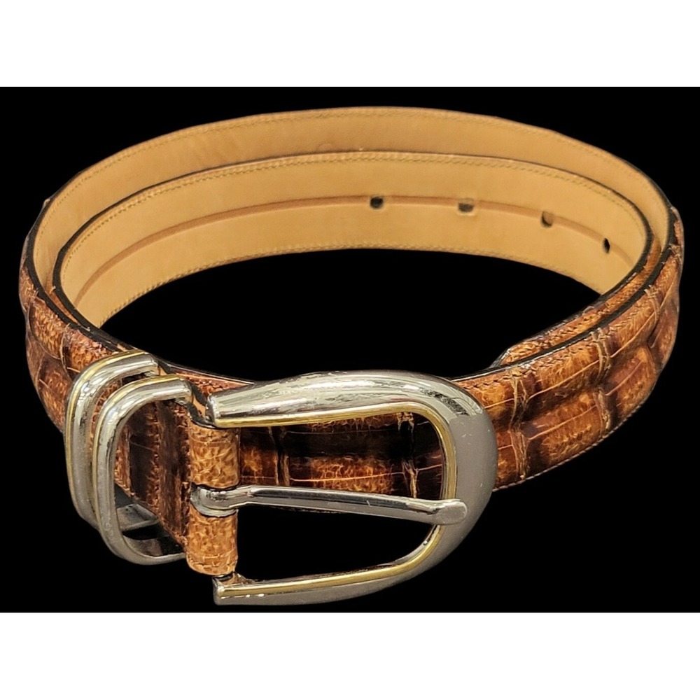 CALE Belt Genuine Crocodile 1 1/8" Width Brown Made in Spain #M- 4189 SZ 32